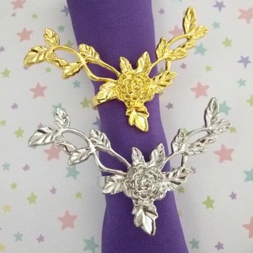 Napkin Rings Universal Delicate Alloy Flower Napkin Buckle Set for Kitchen