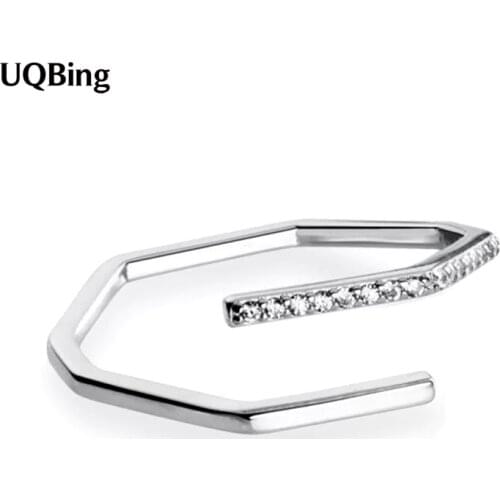 Geometric Luxury Elegant 925 Sterling Silver Women Zircon Rings Finger Jewelry