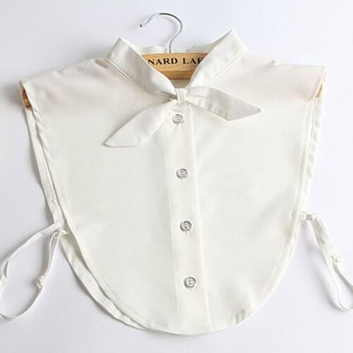 Stylish Matchable Women Pure Color Bow Detachable Lapel Choker Necklace Shirt Fake False White Collar New