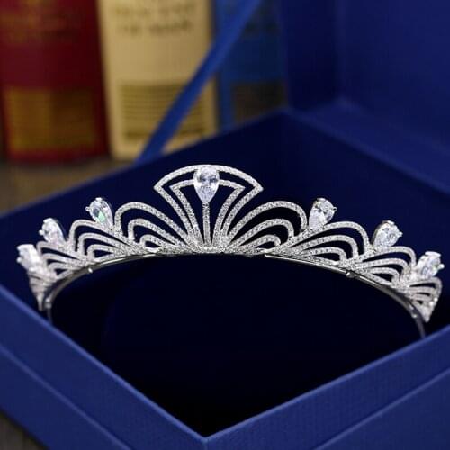 Hot Top Quality Cubic Zirconia Girls white gold color acessorios para cabelo luxury beauty Party Show Pageant hair clips H-039