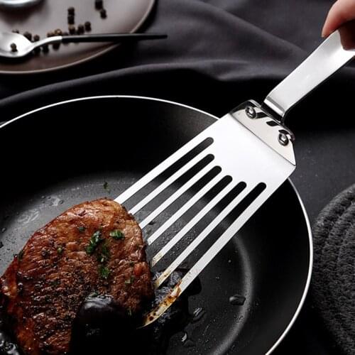 MagiDeal Stainless Steel Fried Fish/Steak/Pizza/Chicken Wings Turner Slotted Spatula Kitchen Cooking Tool with Anti-scald Handle