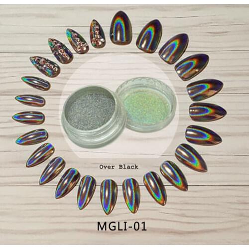 ToP Sale 2017 HOLOGRAPHIC POWDER 0.5Gram/pot RAINBOW UNICORN EFFECT MIRROR CHROME NAILS PIGMENT-MGLI-01