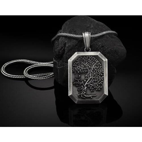 World Tree of Life Totem Viking Old Vintage Tag Mens Explosion Necklace Pendant Mens Necklace