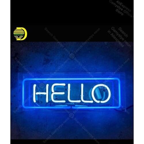 Neon Sign HELLO Neon Signs for Restaurant Glass Bar Neon Light Sign Custom Business Signs Recreation Room Shops Display Bar Neon