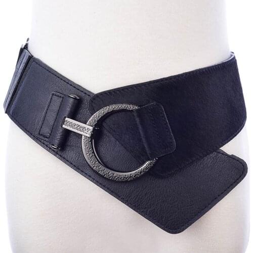 2021 New Women Ladies Elastic Belt Faux Leather Black Stretchy Wide Waistband Fashion Girls Autumn Winter Waist Belt BL216
