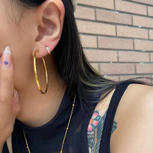 2021 Dazan New Hoop Korean Fashion Stainless Steel African Big Hoop Fashion Chunky Earrings Popular Brands For Women For Party