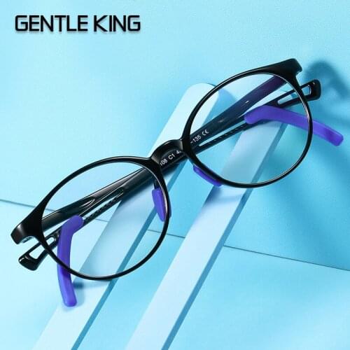 GENTLE KING TR90 Kids Glasses Blue Light Glasses Child Flexible Children’s Round Glasses Myopia Optical Computer Eyeglasses