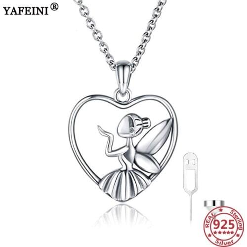 YAFEINI 925 Sterling Silver Angel Girl Heart Urn Necklaces for Ashes Memorial Urn Necklace Pet Memorial Keepsake Pendant Jewelry