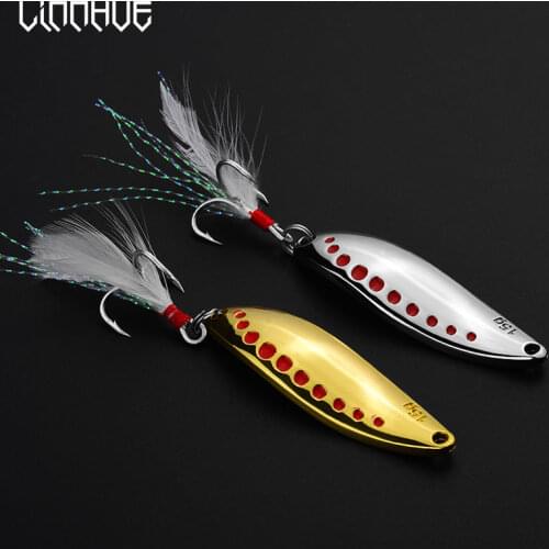 LINNHUE 1Pcs Fishing Lure Baits Leech Zinc Alloy 5g 10g 15g 20g 25g Gold Silver Hard Baits Spoon Baits Treble Hook Tackle Lure