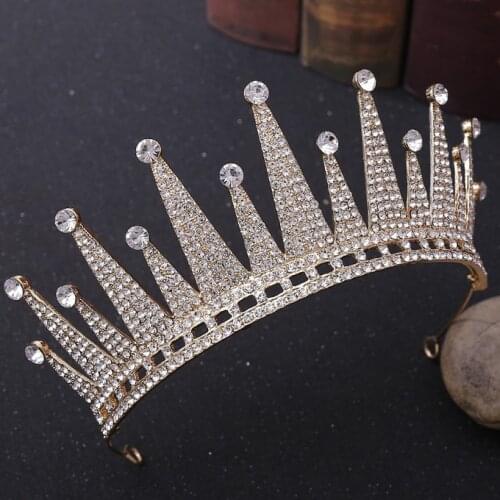 Retro Pearls Crystal Gold/Silver Color Tiara Crown de Noiva Wedding Hair Jewelry Accessories for Women Bride diadema