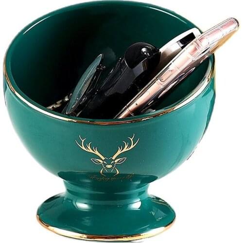 Luxury desktop storage box small trash can tea table decoration household candy plate remote control key storage plate