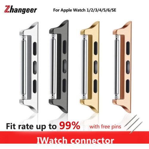 1 Pair 316L Connector Adapter For iwatch SE 6 5 4 band 40mm 44mm 6 Sizes Seamless Linker For Apple Watch 3 2 1 Strap 38mm 42mm