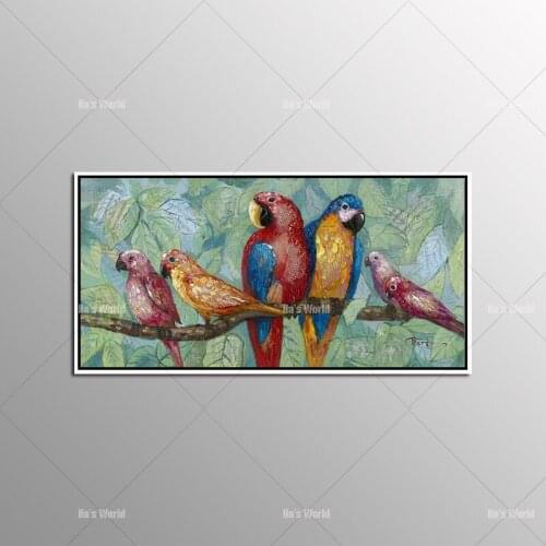 Modern Abstract Oil Painting on Canvas Colorful parrots Wall Art Picture Posters Handpainted Canvas Painting For Home Decoration