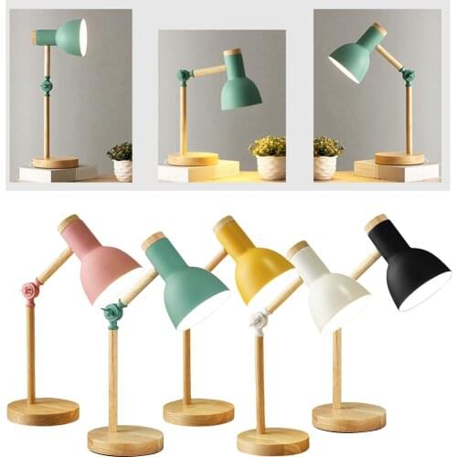 Stylish Wooden Iron LED Multi-Joint Reading Table Lamp Task Light Flexible