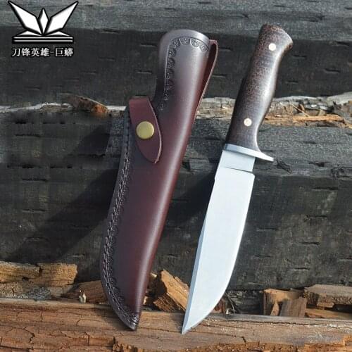 Top Outdoor Tactical Knife DC53 Steel Drop Point Fixed Blade Flax Handle Camping Tool Survival Self defense Hunting EDC Military
