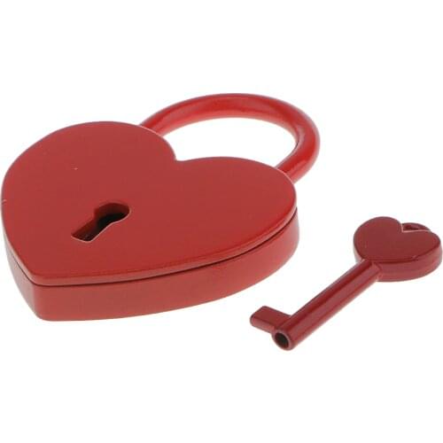 Heart Shaped Padlock Jewelry Boxes Lock Perfect for Valentine Gift Red L