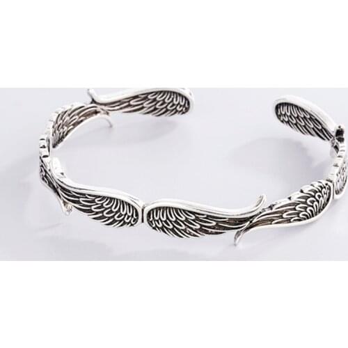 Sole Memory Vintage Angel Wings 925 Sterling Silver Female Resizable Bracelets SBR295