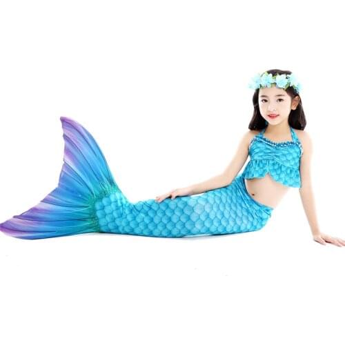 Womens Swimwear Fish Shape Swimsuit Blue Red Bikinis Children Three Piece Swimsuit Princess Dress Girl Bikini Set Summer