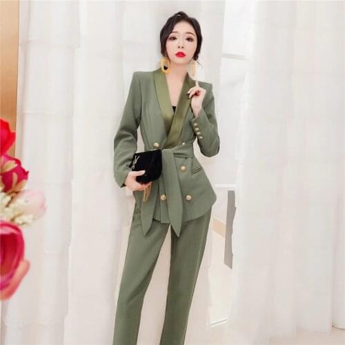 Womens suit professional suit womens new spring temperament fashion small fragrance wind suit jacket trousers two-piece suit