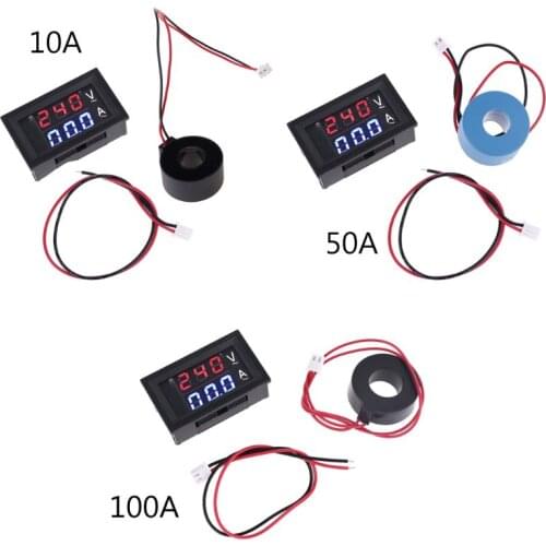 0.28" Digital Voltmeter Ammeter AC 60-500V 10A 50A 100A Current Meter Volt Gauge with Current Transformer