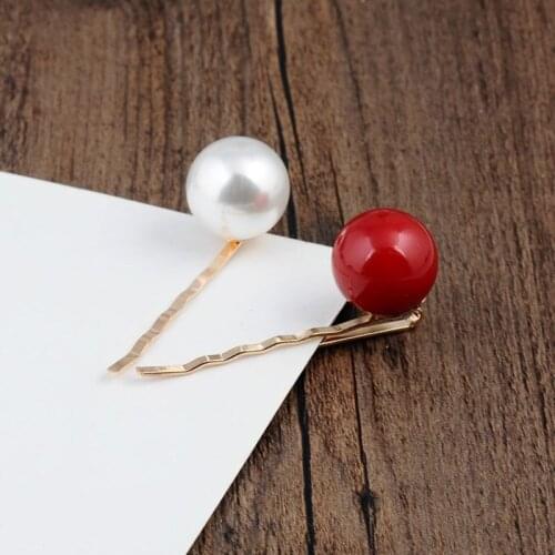 1 Pcs New Fashion Women Girls Big Pearl Hair Clip Snap Hair Barrette Stick Hairpin Ball Clips Hair Styling Accessories Drop Ship