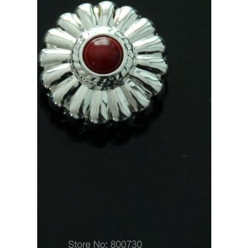10pc 5/8'' Jumbo Concho Sterling-Silver w/ Red Stone Screwback High-Quality Japan-Model