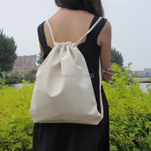 100pcs/lot s)ize 24x32cm blank cotton canvas drawstring backpack DIY bag