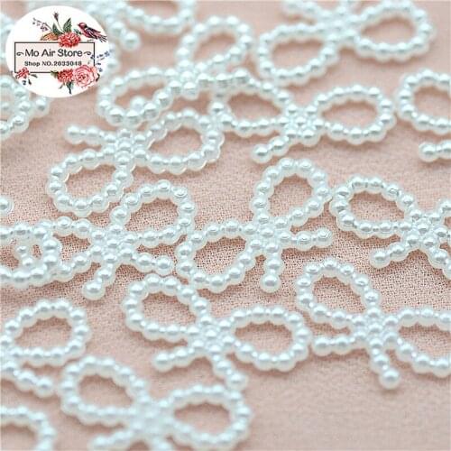 200pcs/lot 11x19mm ivory bowknot pearl Beads ABS Resin Flatback Simulated pearl Beads Jewelry Crafts
