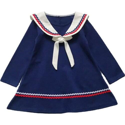 2021 Spring Casual Solid Girls Dress Long Sleeve Kids Dresses For Girls High Quality Fashion Girl Clothes