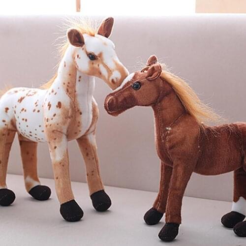 3D Simulation Horse Animal Plush Stuffed Doll Kids Toy Room Decor Photo Props