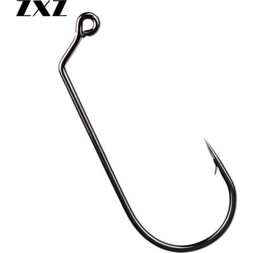 50Pcs/lot New Big Carbon Steel Crank Hooks Super Sharp 1/0# 5/0#for Soft Worm Bait Offset Long Jigging Hook Fishhooks for Fish