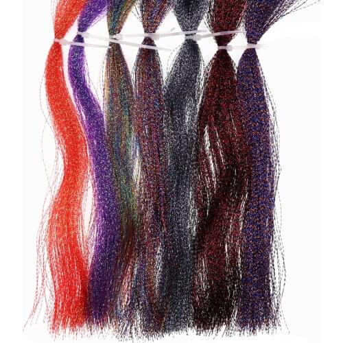 7 Bags Multiple Hue Crystal Flashabou / Grizzly Krystal Flashabou for Saltwater Flasher Rigs Assist Jig hooks Tying Material