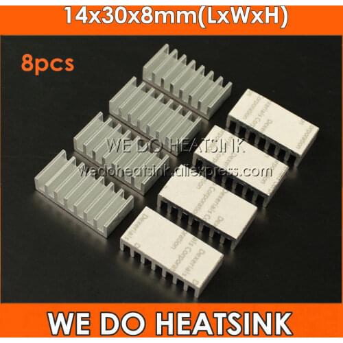 8pcs 14x30x8mm Heatsink Aluminum Profile Cooler With Thermal Adhesive Tape