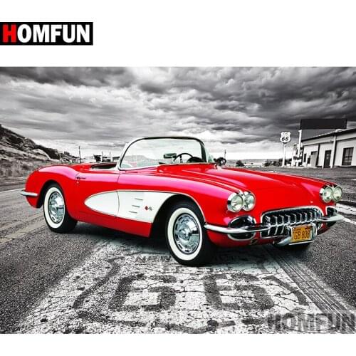 HOMFUN Full Square/Round Drill 5D DIY Diamond Painting "Landscape car" Embroidery Cross Stitch 5D Home Decor A00523