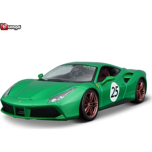 Bburago 1:18 Ferrari 488 10th anniversary green alloy car model simulation car decoration collection gift toy