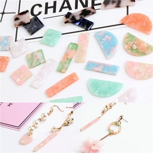 Free Shipping 20PCs Acetic Acid Acrylic Colorful Simplify Pendant Charms Square Rectangle Half Round DIY Earring Floating Charm