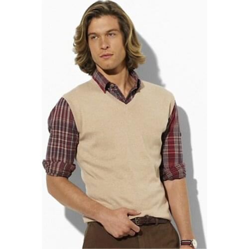 Free Shipping 2020 Hot sale V-Neck New Brand Mens vest sleeveless Sweater,High Quality 100% Cotton Pullovers polo sweater