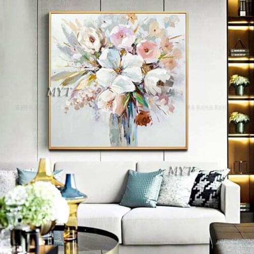 Free Shipping Painting Wall Art Abstract Flowers Oil Painting Home Decoeation Handpainted Living Room Wall Art No Frame
