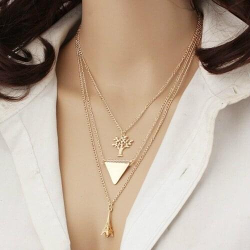 Quick Sale Of The Wild Tower Of The Small Tower Necklace Simple Multi - Storey Metal Clothing Accessories Sweater Chain Chain