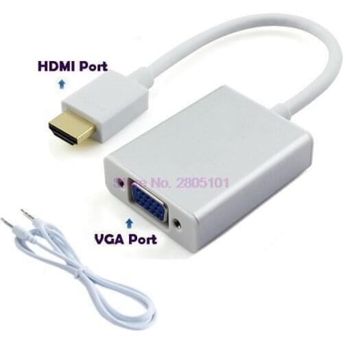By DHL or EMS 200 pieces HDMI to VGA adapter cable with Audio male to female converter audio cable Free Shipping