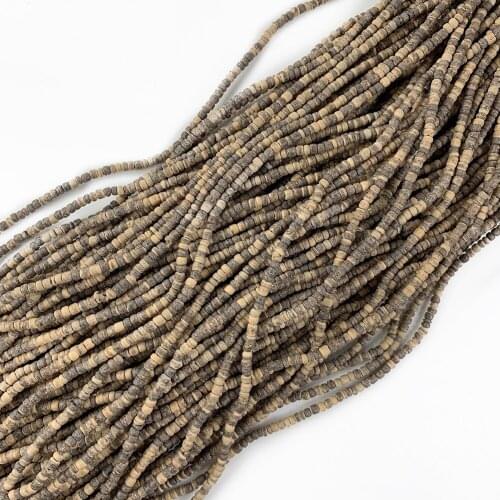 3mm 2 Strand Natural Wooden Beads Flat Round Coconut Shell Craft Spacer Diy wood Jewelry Making Necklace Bracelet Buddhism