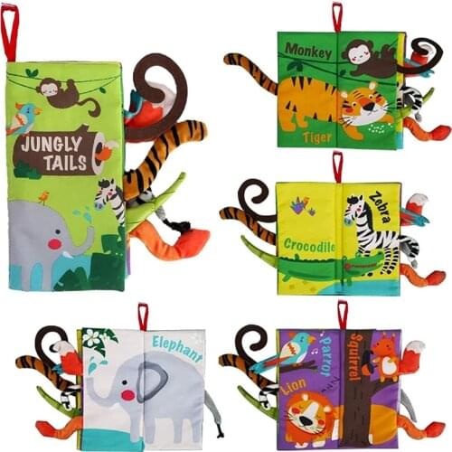 Baby Cloth Book Baby Three-dimensional Animal Tail Cloth Book Washable HangingToys TearingNot RottenEnglish Cognitive Cloth Book