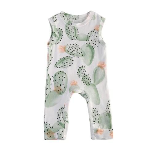 Toddler Baby Boy Girl Kids Clothes Cotton Floral Sleeveless Cactus Romper Jumpsuit Clothes Outfit