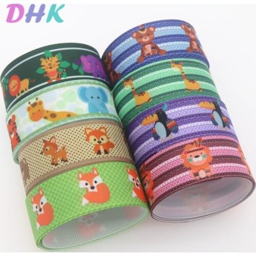 DHK 50yards animals fox Printed Grosgrain Ribbon Accessory Hairbow Headwear Decoration DIY Wholesale OEM S1279