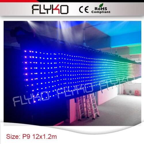 Advertising Display Function 12x1.2m p9 free shipping led video drop for large music concert