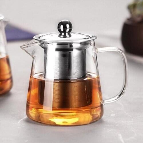 Hot sale 700ml Practical High-grade Resistant Bottle Cup Glass Teapot with Infuser Tea Leaf Herbal of Borosilicate Square Teapot