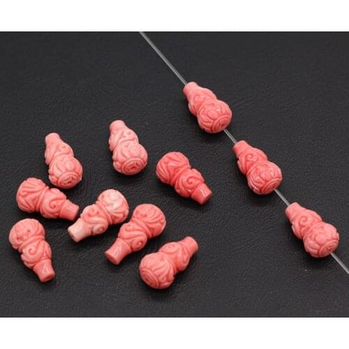 Hot sale Pink Calabash Vase Shaped Coral Through Hole Beads for Jewelry Making DIY Accessories Fit Necklace Earrings 10PCS Gifts