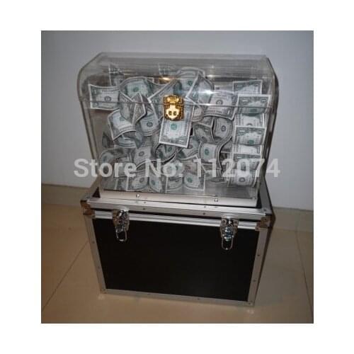 Crystal Money Chest Empty Box Appearing Money Magic Tricks Professional Stage Illusions Gimmick Props Comedy Astonishing Visible