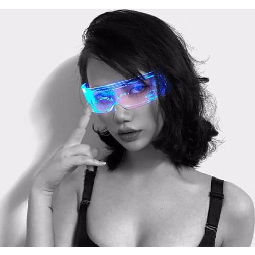 Colorful Flash Glasses Luminous Led Light Up Visor Eyeglasses Bar KTV Halloween Rave Costume Party Cyberpunk Goggles Neon Toys