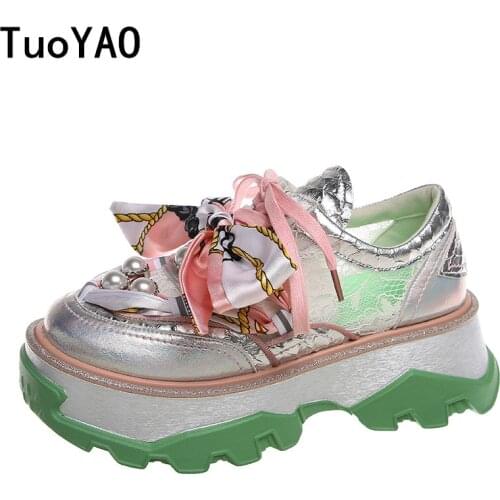 Women Chunky Platform Sneakers Luxury Designers Fashion Bow Vulcanized Shoes Round Toe Casual Shoes Woman Sneaker British Style